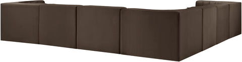 Talia Brown Velvet Performance Fabric Upholstered Sectional, 7-Piece
