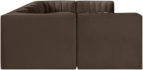 Talia Brown Velvet Performance Fabric Upholstered Sectional, 7-Piece (Style 2)