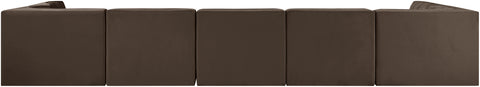 Talia Brown Velvet Performance Fabric Upholstered Sectional, 7-Piece (Style 2)