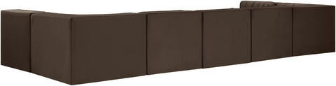 Talia Brown Velvet Performance Fabric Upholstered Sectional, 7-Piece (Style 2)