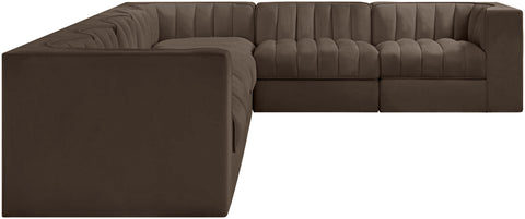 Talia Brown Velvet Performance Fabric Upholstered Sectional, 7-Piece (Style 3)