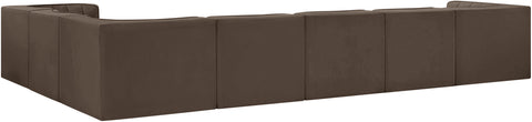 Talia Brown Velvet Performance Fabric Upholstered Sectional, 7-Piece (Style 3)