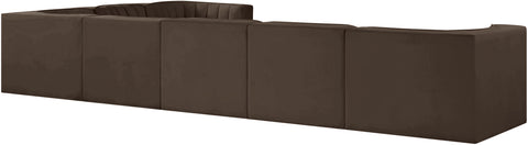 Talia Brown Velvet Performance Fabric Upholstered Sectional, 7-Piece (Style 3)