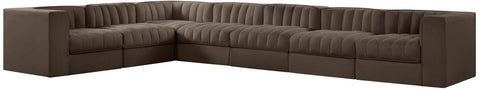 Talia Brown Velvet Performance Fabric Upholstered Sectional, 7-Piece (Style 3)