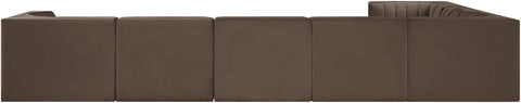 Talia Brown Velvet Performance Fabric Upholstered Sectional, 7-Piece (Style 3)