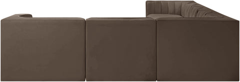 Talia Brown Velvet Performance Fabric Upholstered Sectional, 7-Piece (Style 3)
