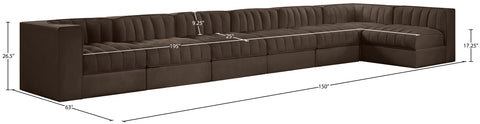 Talia Brown Velvet Performance Fabric Upholstered Sectional, 7-Piece (Style 4)