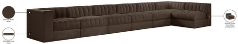 Talia Brown Velvet Performance Fabric Upholstered Sectional, 7-Piece (Style 4)