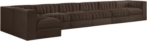 Talia Brown Velvet Performance Fabric Upholstered Sectional, 7-Piece (Style 4)