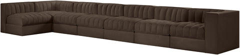 Talia Brown Velvet Performance Fabric Upholstered Sectional, 7-Piece (Style 4)
