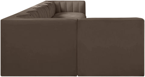 Talia Brown Velvet Performance Fabric Upholstered Sectional, 7-Piece (Style 4)