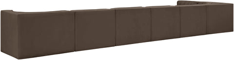 Talia Brown Velvet Performance Fabric Upholstered Sectional, 7-Piece (Style 4)