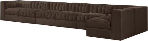 Talia Brown Velvet Performance Fabric Upholstered Sectional, 7-Piece (Style 4)