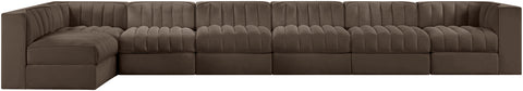 Talia Brown Velvet Performance Fabric Upholstered Sectional, 7-Piece (Style 4)