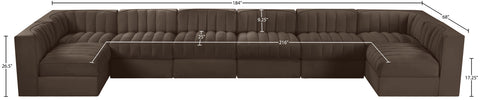 Talia Brown Velvet Performance Fabric Upholstered Sectional, 8-Piece