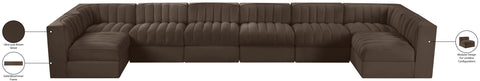 Talia Brown Velvet Performance Fabric Upholstered Sectional, 8-Piece