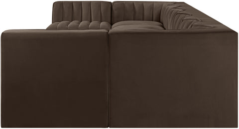 Talia Brown Velvet Performance Fabric Upholstered Sectional, 8-Piece