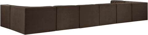 Talia Brown Velvet Performance Fabric Upholstered Sectional, 8-Piece
