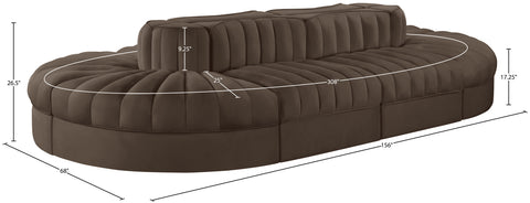 Talia Brown Velvet Performance Fabric Upholstered Sectional, 8-Piece (Style 2)