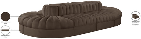 Talia Brown Velvet Performance Fabric Upholstered Sectional, 8-Piece (Style 2)