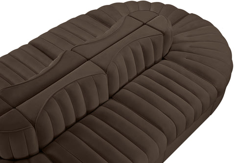Talia Brown Velvet Performance Fabric Upholstered Sectional, 8-Piece (Style 2)