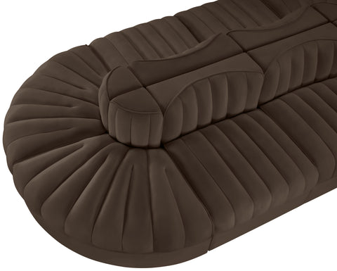 Talia Brown Velvet Performance Fabric Upholstered Sectional, 8-Piece (Style 2)