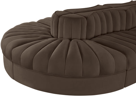 Talia Brown Velvet Performance Fabric Upholstered Sectional, 8-Piece (Style 2)