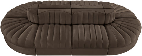 Talia Brown Velvet Performance Fabric Upholstered Sectional, 8-Piece (Style 2)