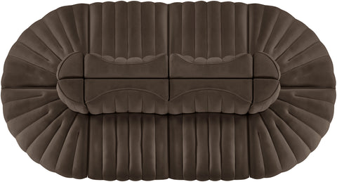 Talia Brown Velvet Performance Fabric Upholstered Sectional, 8-Piece (Style 2)