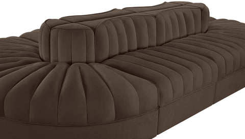 Talia Brown Velvet Performance Fabric Upholstered Sectional, 8-Piece (Style 2)