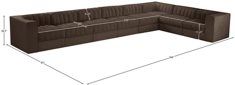 Talia Brown Velvet Performance Fabric Upholstered Sectional, 8-Piece (Style 3)
