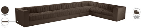 Talia Brown Velvet Performance Fabric Upholstered Sectional, 8-Piece (Style 3)