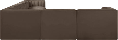 Talia Brown Velvet Performance Fabric Upholstered Sectional, 8-Piece (Style 3)