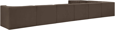 Talia Brown Velvet Performance Fabric Upholstered Sectional, 8-Piece (Style 3)