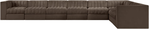Talia Brown Velvet Performance Fabric Upholstered Sectional, 8-Piece (Style 3)