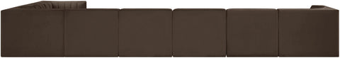 Talia Brown Velvet Performance Fabric Upholstered Sectional, 8-Piece (Style 3)