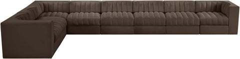 Talia Brown Velvet Performance Fabric Upholstered Sectional, 8-Piece (Style 3)
