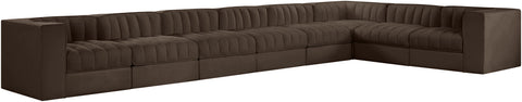 Talia Brown Velvet Performance Fabric Upholstered Sectional, 8-Piece (Style 3)