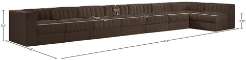 Talia Brown Velvet Performance Fabric Upholstered Sectional, 8-Piece (Style 4)