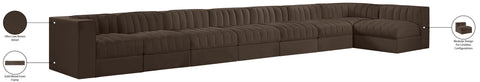 Talia Brown Velvet Performance Fabric Upholstered Sectional, 8-Piece (Style 4)