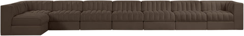 Talia Brown Velvet Performance Fabric Upholstered Sectional, 8-Piece (Style 4)