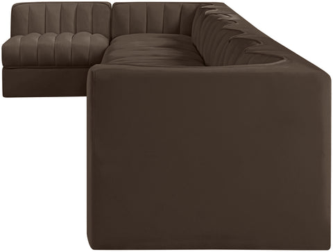 Talia Brown Velvet Performance Fabric Upholstered Sectional, 8-Piece (Style 4)
