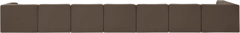 Talia Brown Velvet Performance Fabric Upholstered Sectional, 8-Piece (Style 4)