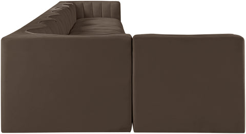 Talia Brown Velvet Performance Fabric Upholstered Sectional, 8-Piece (Style 4)