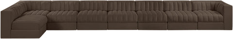 Talia Brown Velvet Performance Fabric Upholstered Sectional, 8-Piece (Style 4)