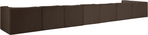 Talia Brown Velvet Performance Fabric Upholstered Sectional, 8-Piece (Style 4)