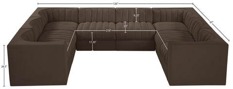 Talia Brown Velvet Performance Fabric Upholstered Sectional
