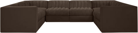Talia Brown Velvet Performance Fabric Upholstered Sectional
