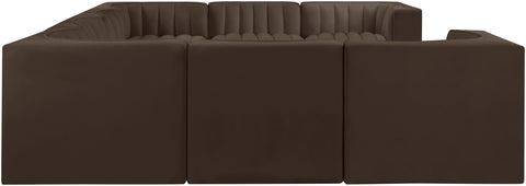 Talia Brown Velvet Performance Fabric Upholstered Sectional