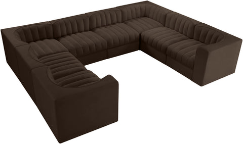 Talia Brown Velvet Performance Fabric Upholstered Sectional